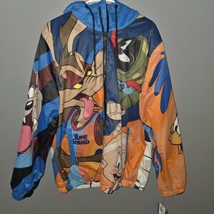 Warner Bros. Tune Squad LARGE Multicolor Windbreaker - Blue, Orange, Black